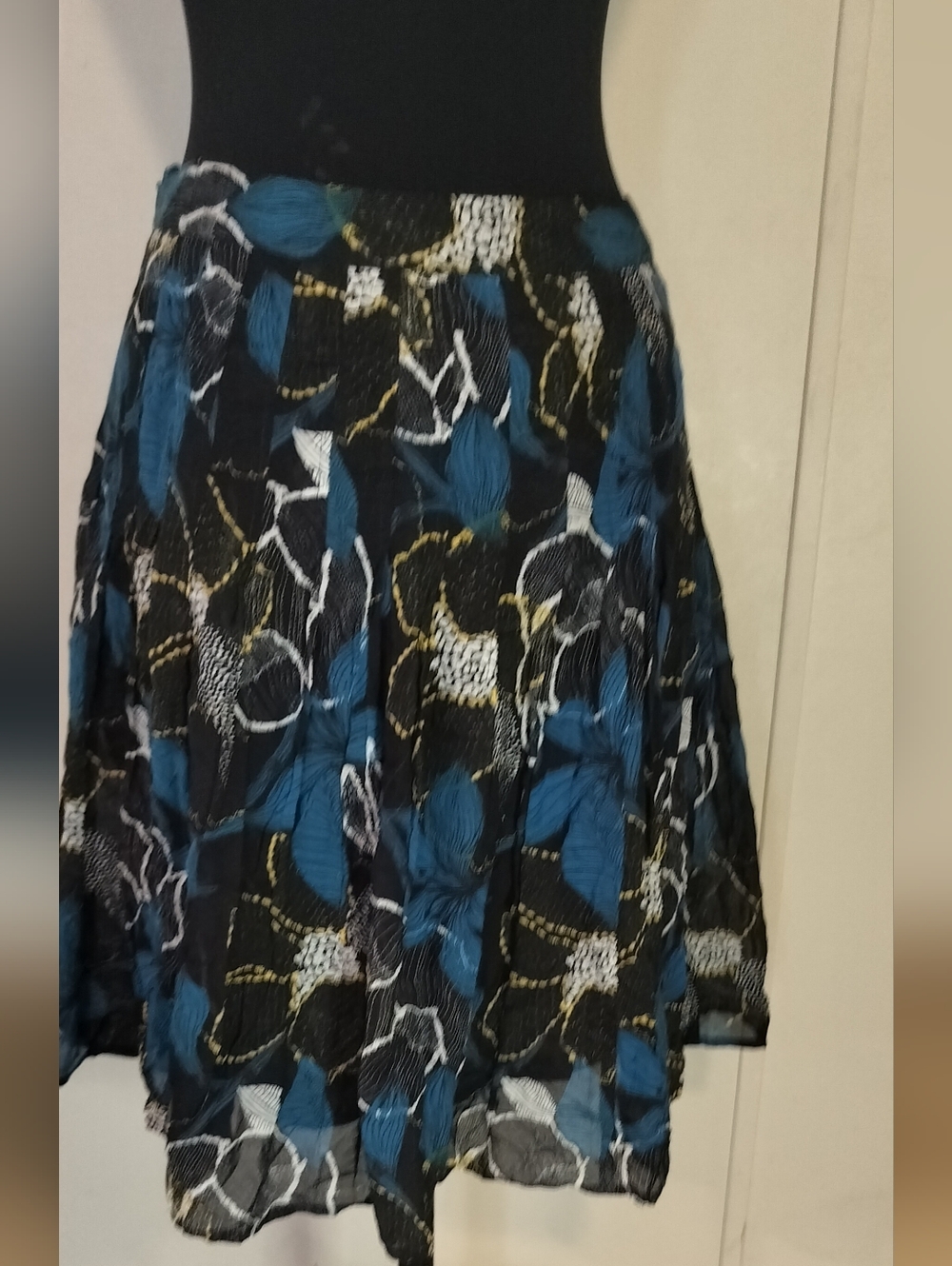 Alfani Black Skater Skirt with Teal and White Floral Print